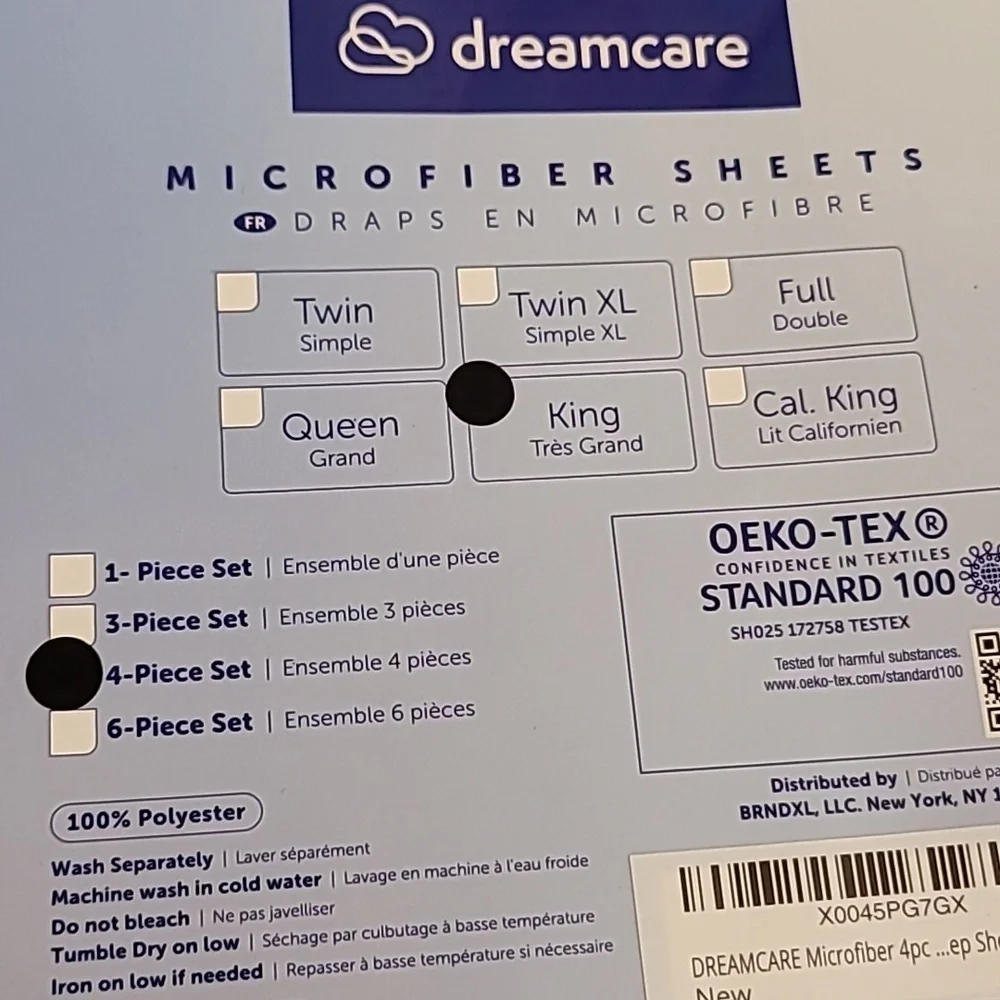 DREAMCARE king Size, Sheets 4 Set.